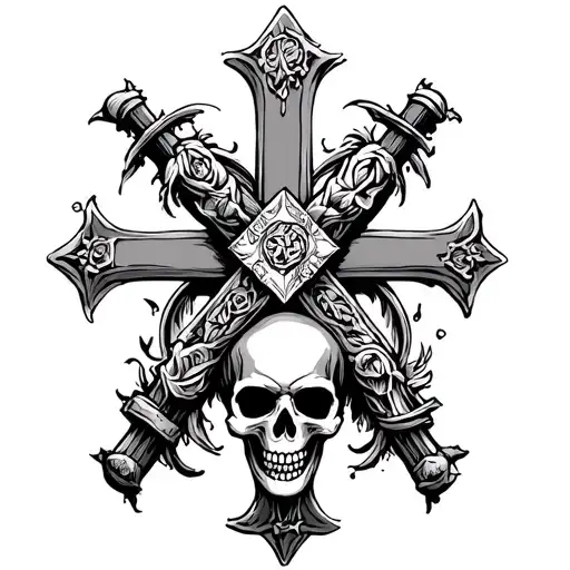 Scottish Cross And Skull And Father And Protector
