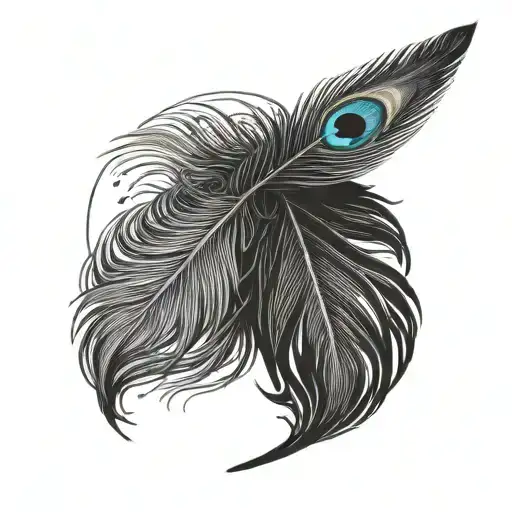 Half Full Moon And Half Peacock Feather Feather Feather
