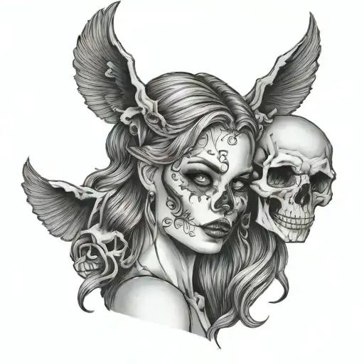 Sexy Woman Holding Skull