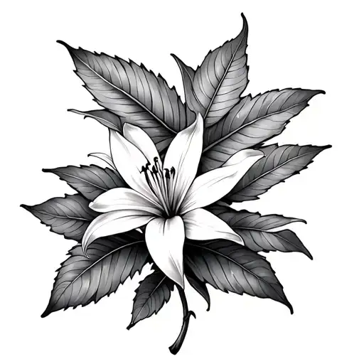 Leaf Sakura And Spider Lily Flower On Forearm