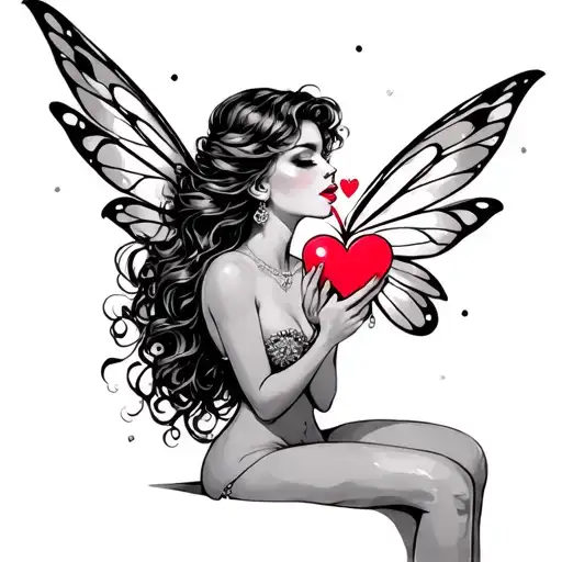 Sexy Fairy Blowing A Heart Shaped Kiss
