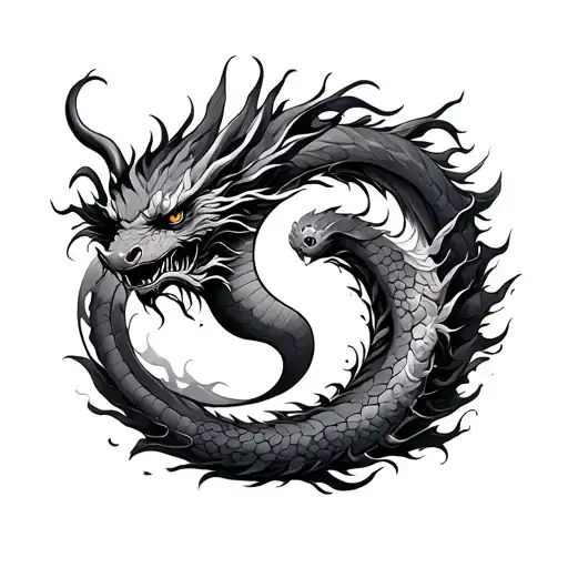 Ying Yang With Dragon Theme