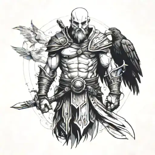 Kratos Wyth Armor And Raven