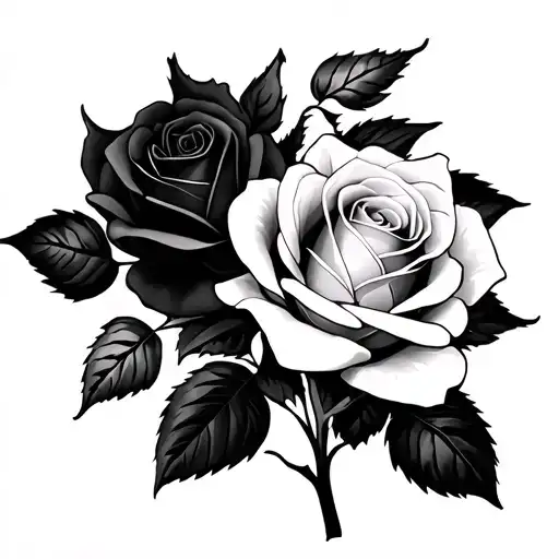 Black And White Roses Tattoo On A Person's Arm