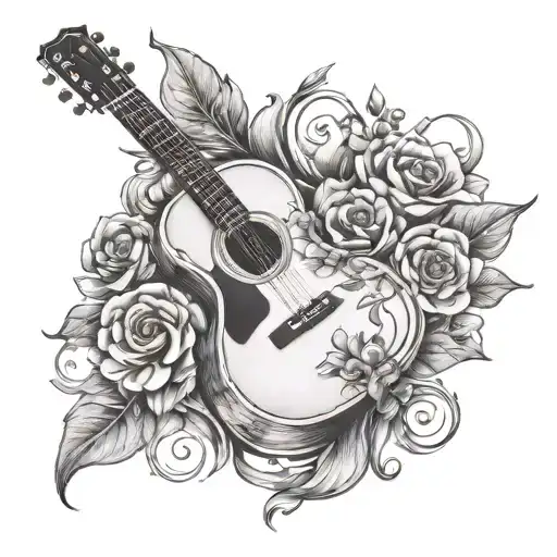 Acoustic Guitar Flowers In