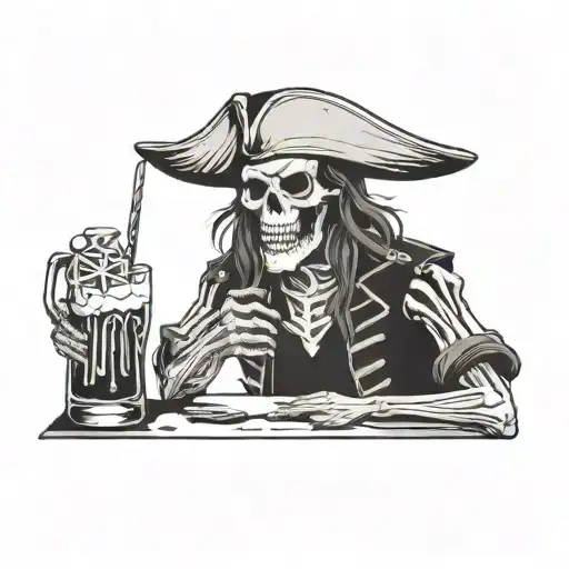 Skeleton Pirate Toasting Drinks