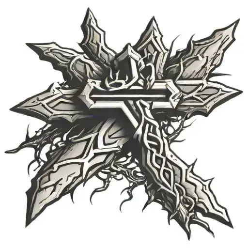 Simple Basic Ash Cross With A Crown Of Thorns Wrapped