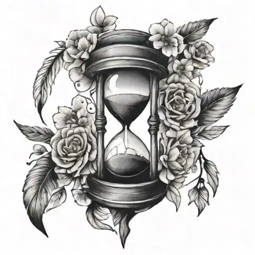 Hourglass With Dreamcatcher On Top And Cherry Blossoms