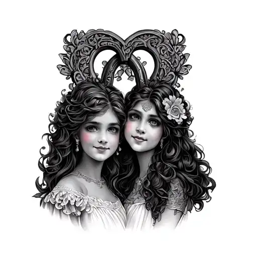 Two Daughter And Wife In Heart Shaped Lock