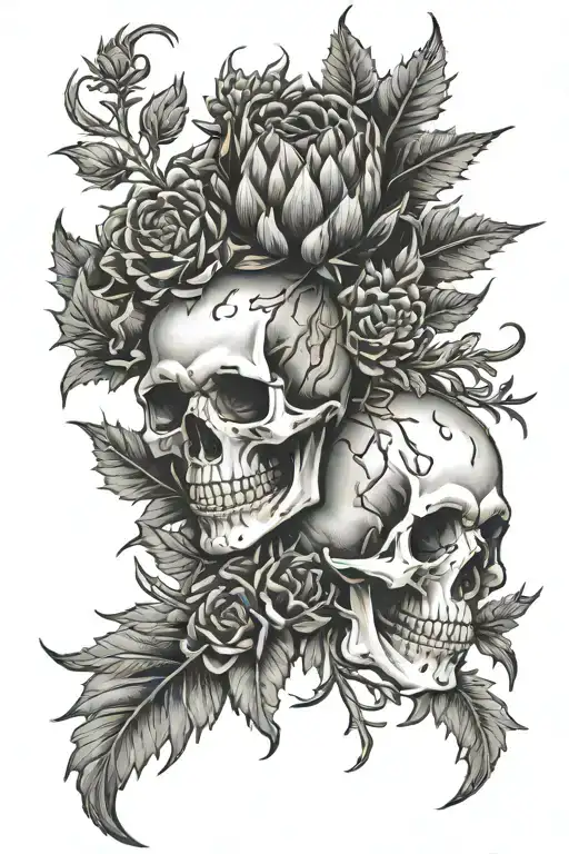 Skull And Thistle Intertwined