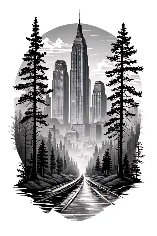 Detroit And Forest Scene