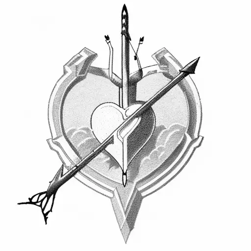 A Silhouette Of A Heart With A Hunter Aiming A Bow And Arrow Towards It