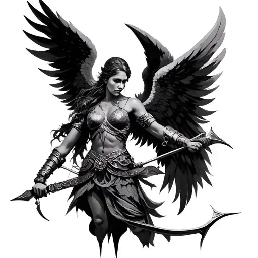 Warrior Angel And Bow And Arrow