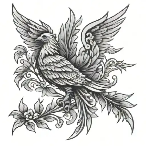 Phoenix With Wreath Of Laurel Leaves
