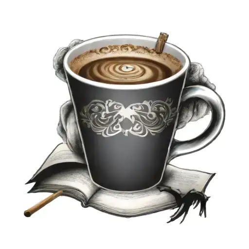 Conical Latte Coffee Mug On Top Of A Book