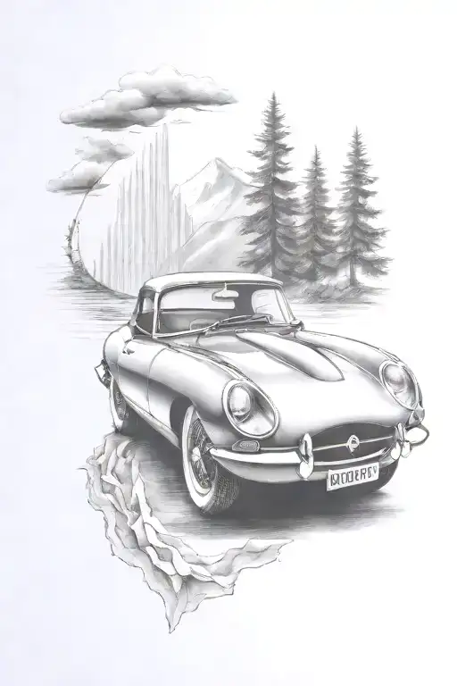 E Type Car Mountian Road Background