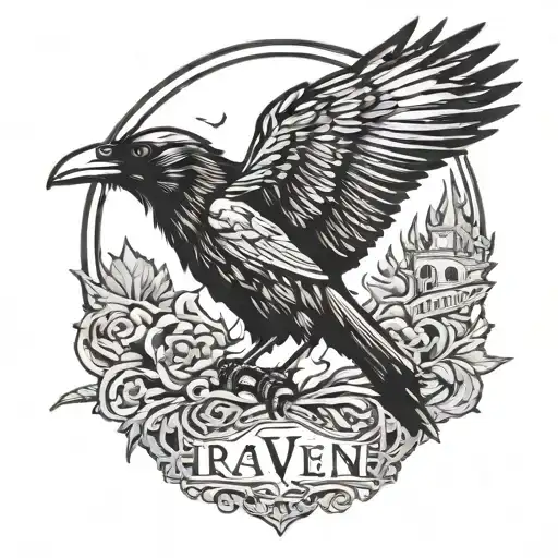 Raven With Name Incorporated Within The Design