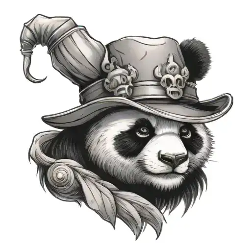 Panda Wearing A Jesters Hat Sitting