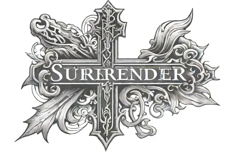 The Word Surrender With A Cross Next To It