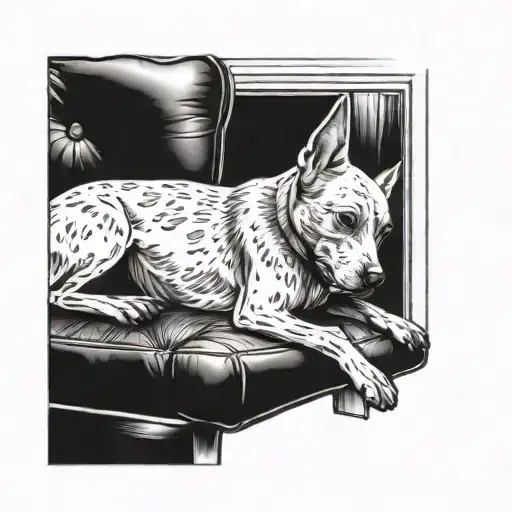 Dog On Couch Laying Down Window Behind Fine Line