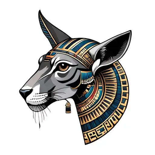 A Mythical Animal From Ancient Egyptian Symbols With Small Text Made For Small Sleeve At Forearm