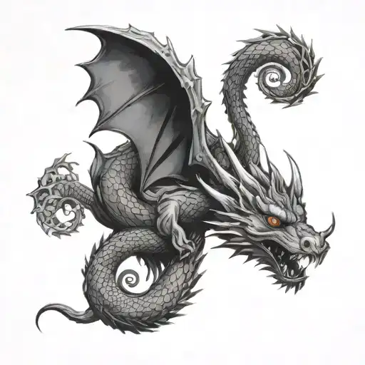 Number 5 With Dragon Tattoo Design