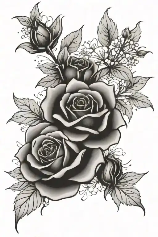 Two Rose Two Forget Me Not One Aster