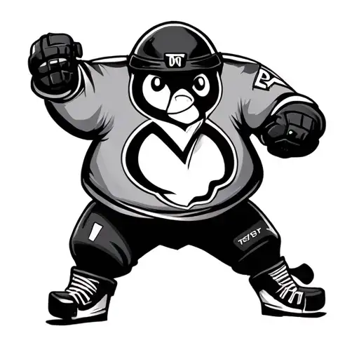 Penguin Wearing Hockey Jersey