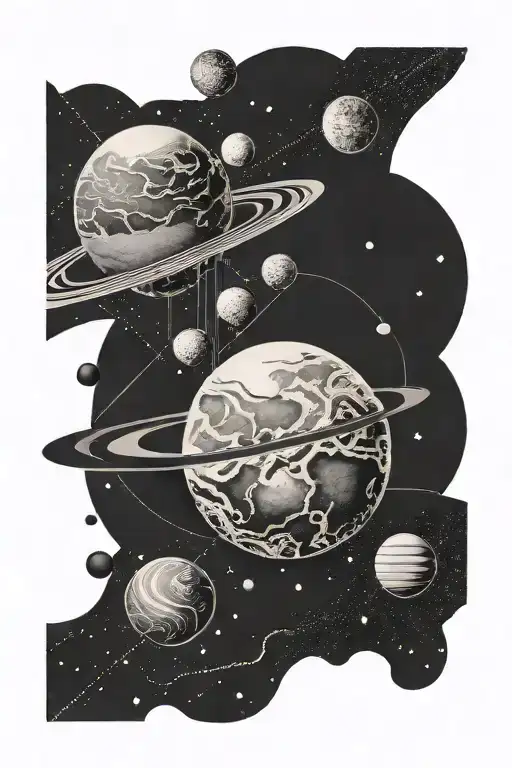 Minimalistic Tattoo With The Concept Of Planets Art Travel