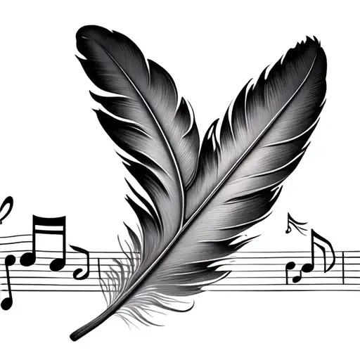 Feather Where The Tip Is Turning Into Music Notes