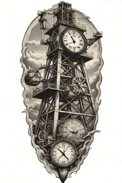 Oil Rig With Clock And The Name Grandpa