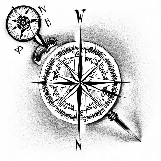Compass And Map And Candle