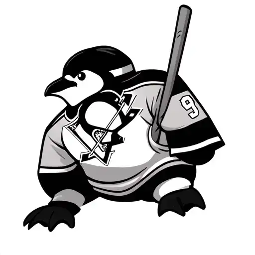 Penguin Wearing A Pittsbrugh Penguins Hockey Jersey