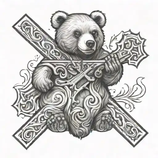 Teady Bear Holding A Cross