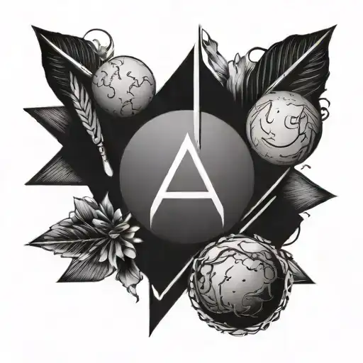 Arrows Initials Moon Fine Line