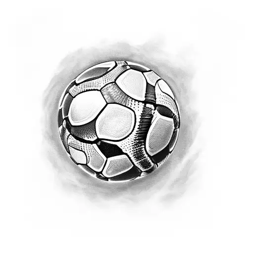 A Realistic Black-grey Tattoo Of A Football Morphing Into A Snake