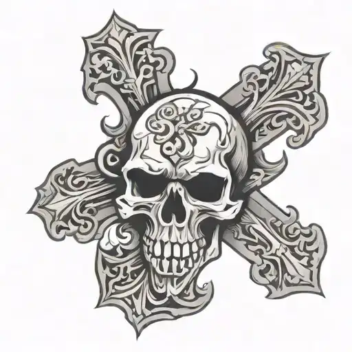 Cross Whit Skull