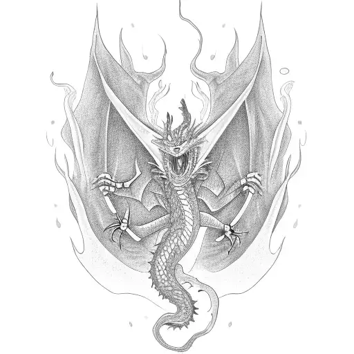A Coiled Dragon That Spits Flames On A Magic Vial