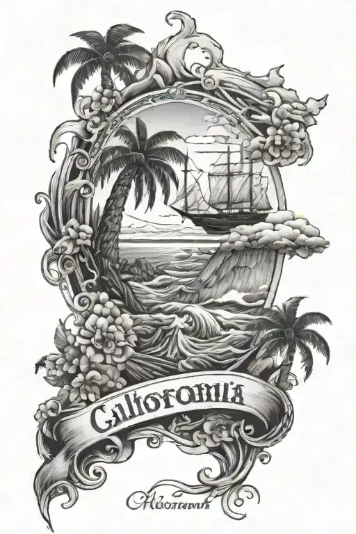 California Sleeve Tattoo Design