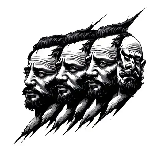 See No Hear No Speak No Evil Black Outline With Chereb Faces