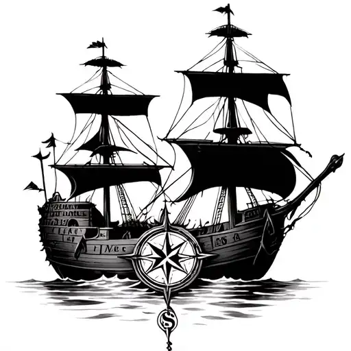 Viking Compass And Ship