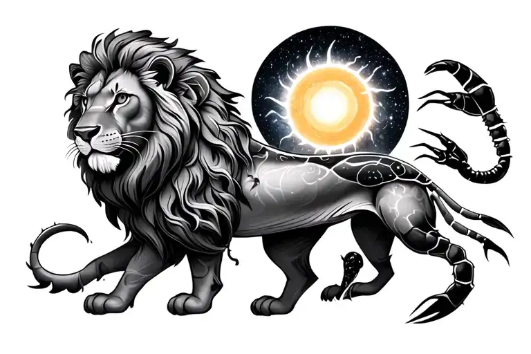 Lion And Sun And Scorpion And Milky Way