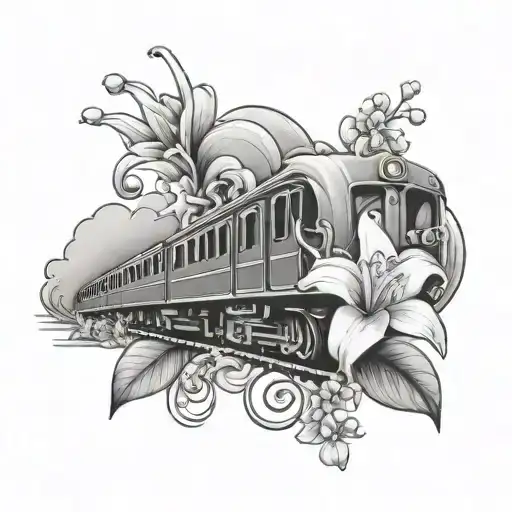 Thailand Train And Pearl Cross With Lily Flower