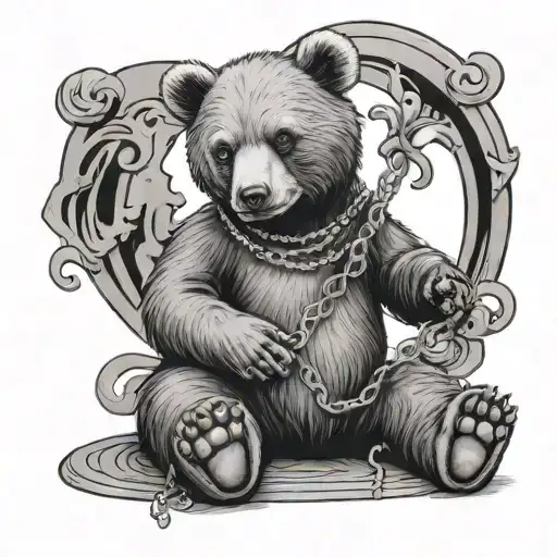 A Teady Bear Sitting Holding Rosary Beads