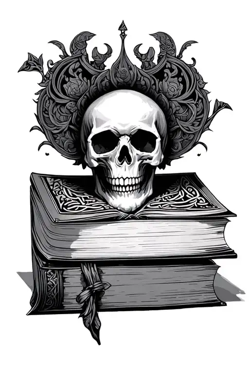 Book Open With Skull In It And Tahlif On The Cover