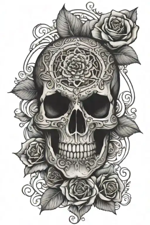 Mandala Skull With Roses