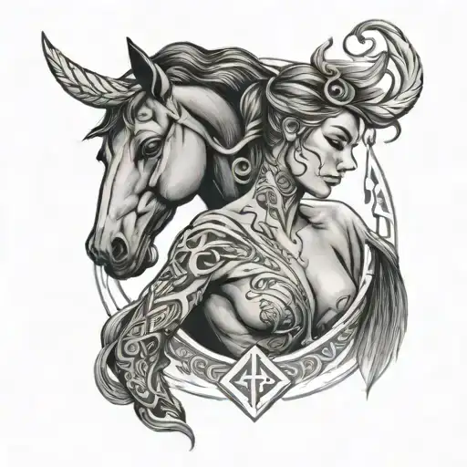 Taurus Girl And Horse Around Runes