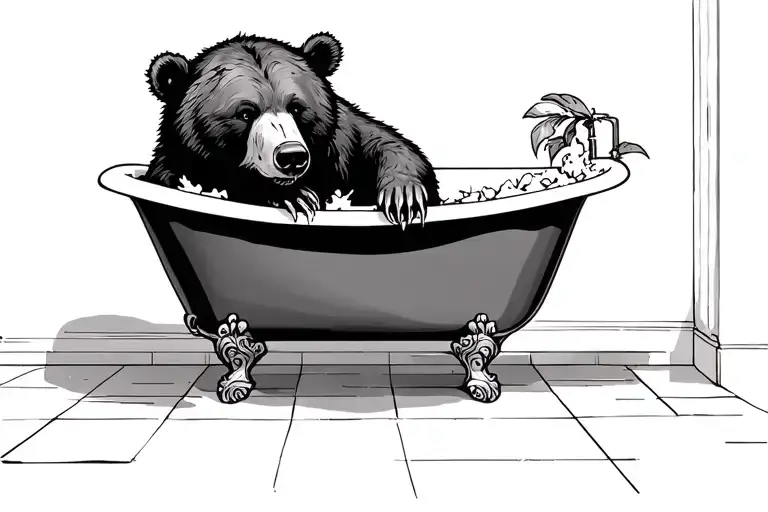 Bear In A Claw Foot Bathtub
