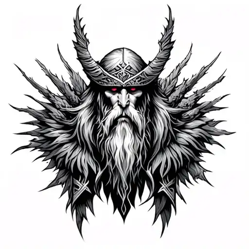 Nordic Leg Sleeve Tattoo Featuring Odin