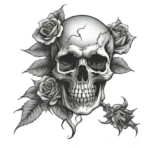 Skull Roses Lighting Bolt